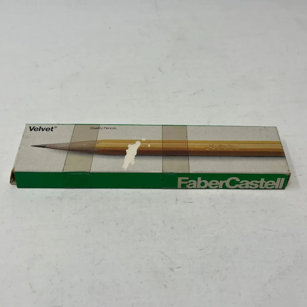 Vintage Faber-Castell Velvet 3557-3 Firm Pencils Yellow Blue Band 7 Count Box